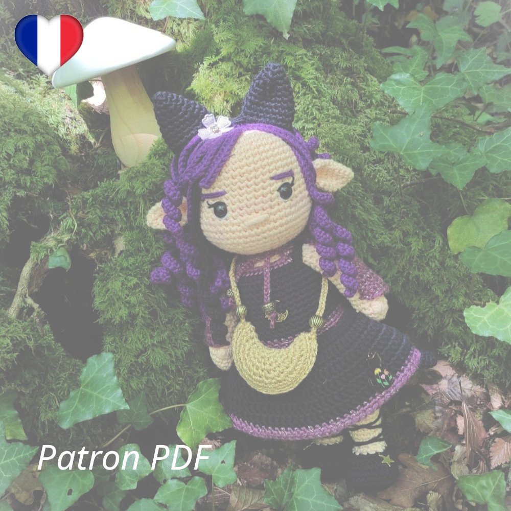 Kaylin - Elfe Chat noir - Patron PDF Crochet - Français
